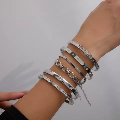 Celeste Silver Baguette Bangle