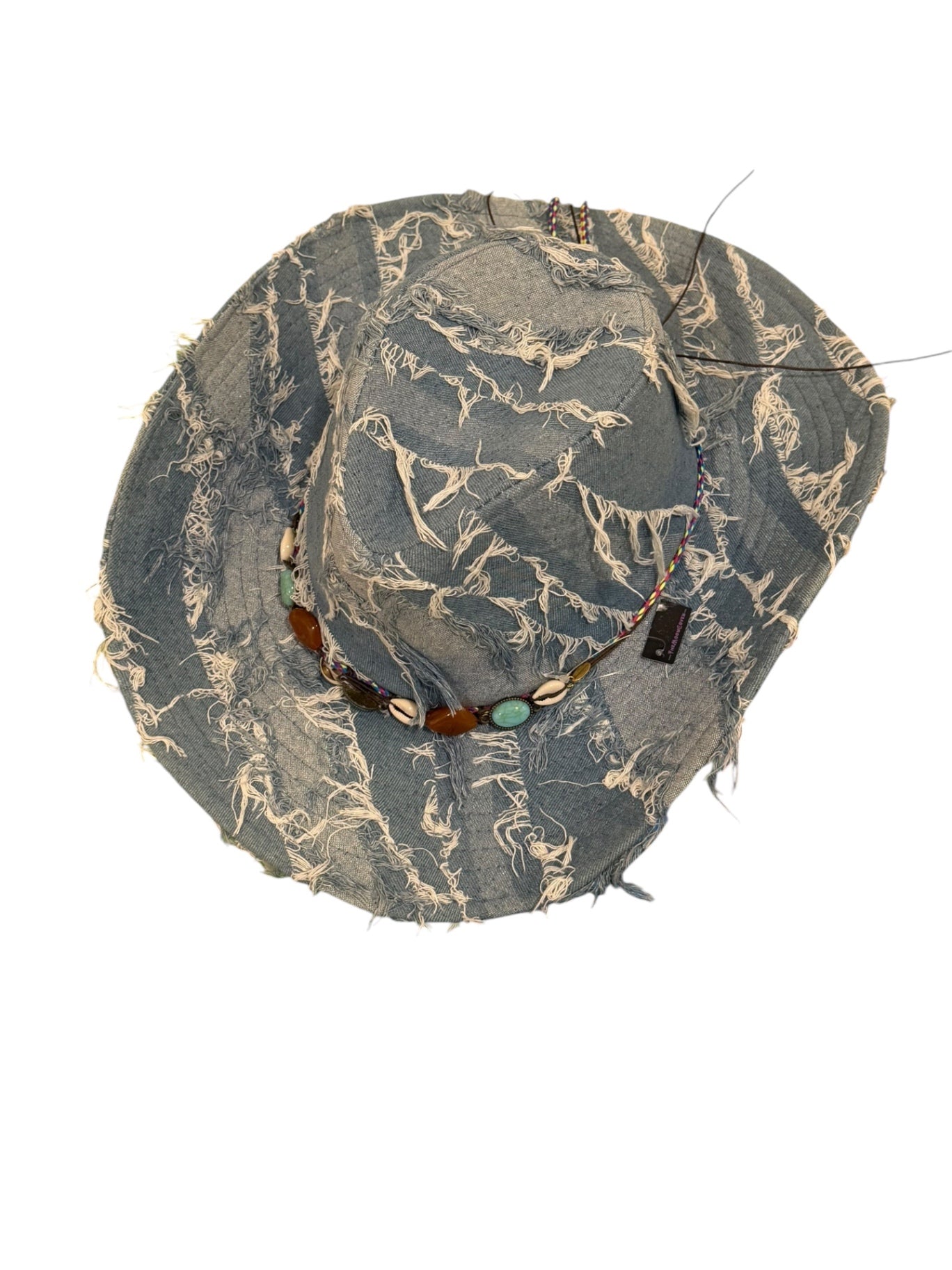 Blue Denim Cowboy Hat With Shell detail