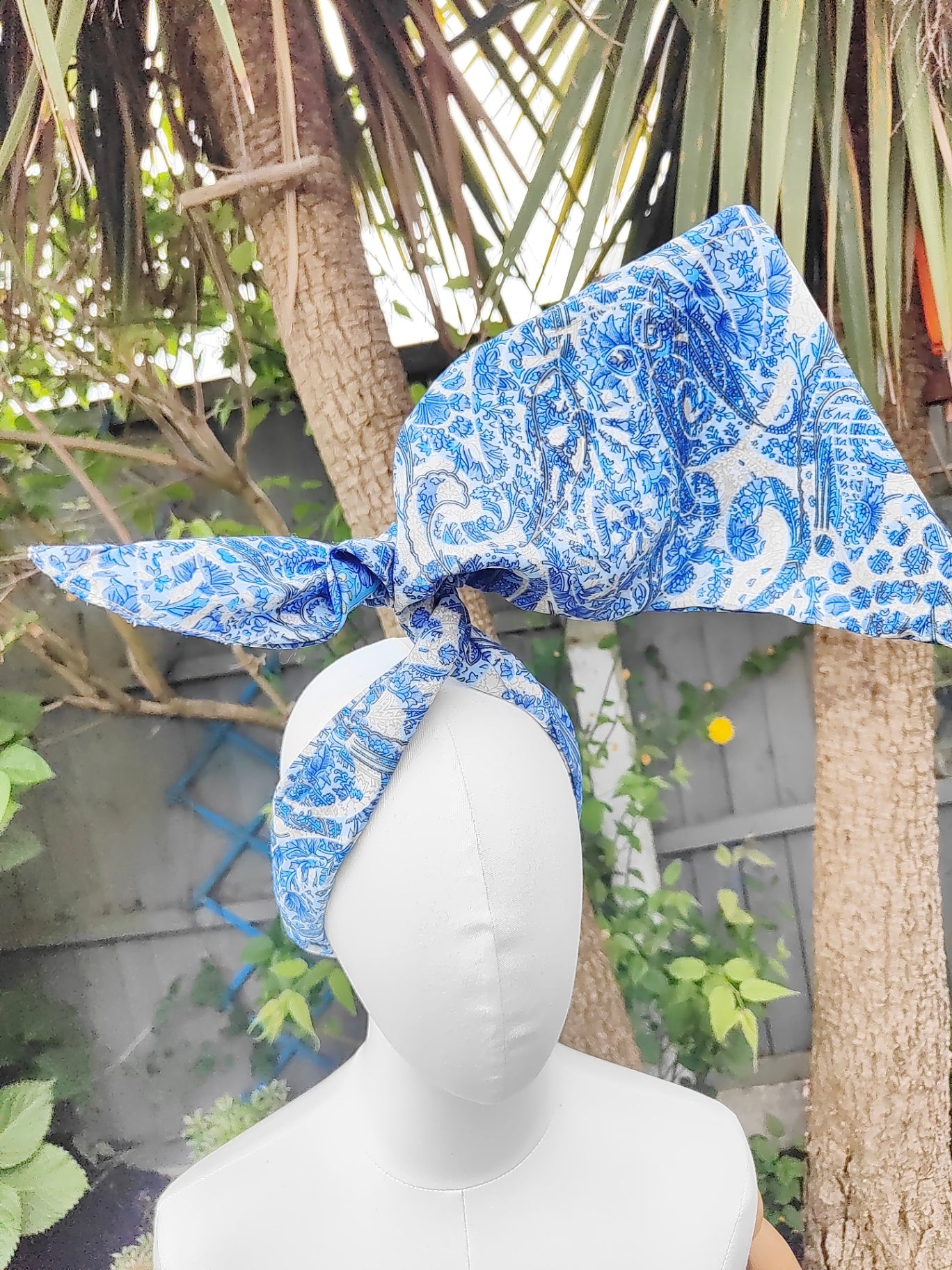 Wire headband wrap-sari fabric 