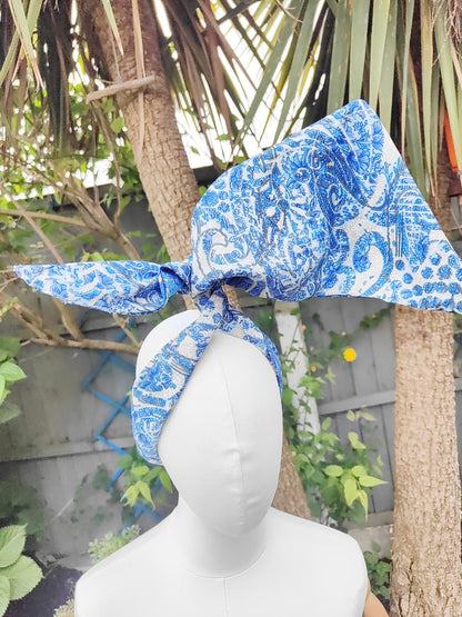 Wire headband wrap-sari fabric 