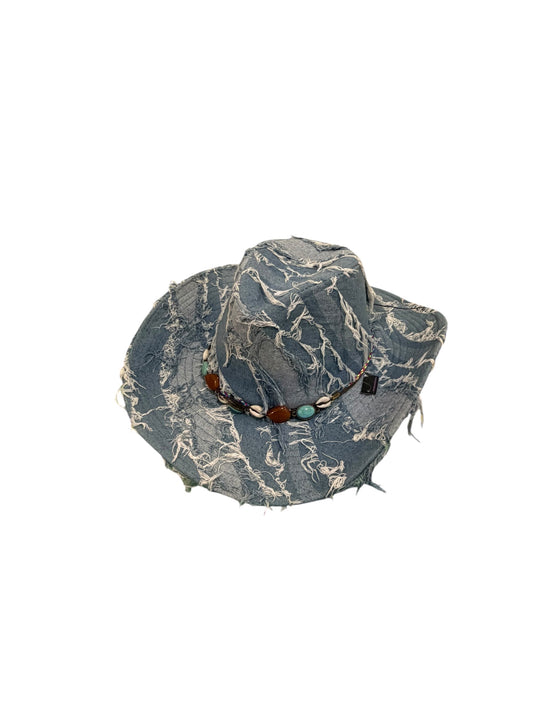 Blue Denim Cowboy Hat With Shell detail