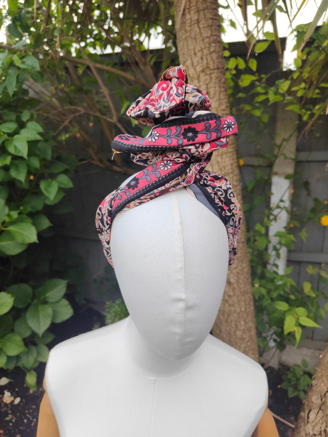 Wire headband wrap-sari fabric 
