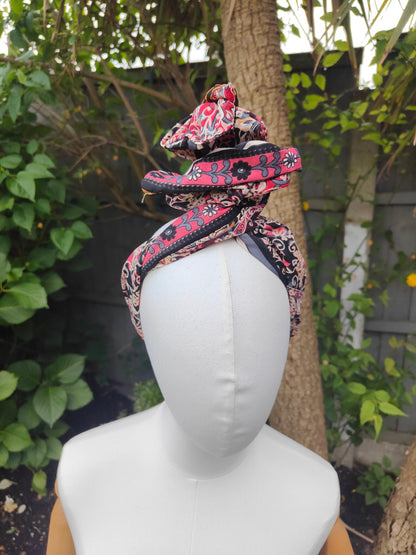 Wire headband wrap-sari fabric 