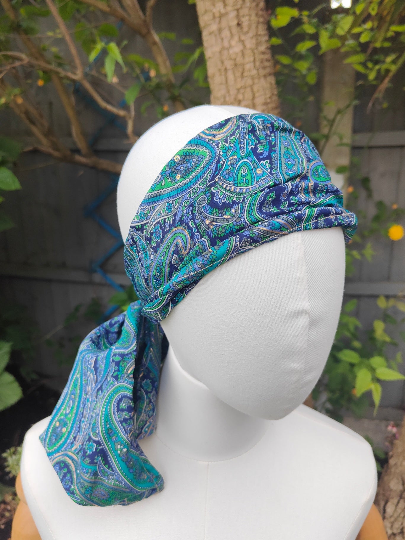 Wire headband wrap-sari fabric 