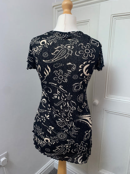 vintage 00s floral black top 