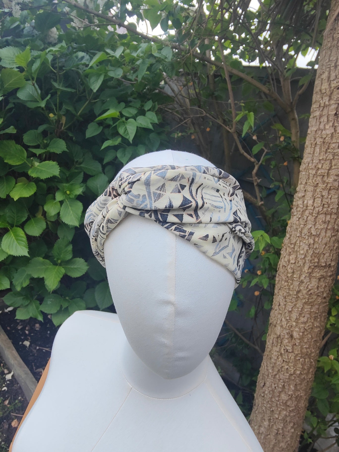 Wire headband wrap-sari fabric 