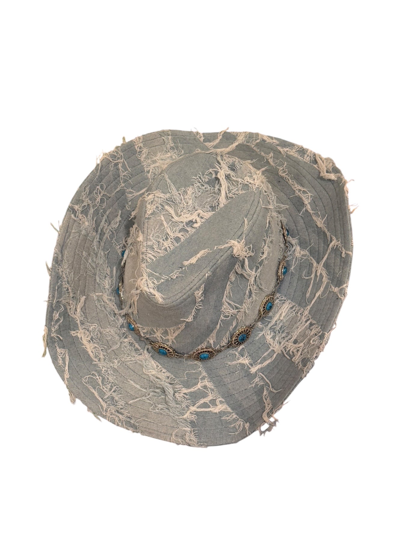 Blue Denim Cowboy Hat with chain detail