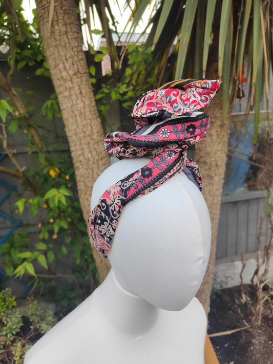 Wire headband wrap-sari fabric 