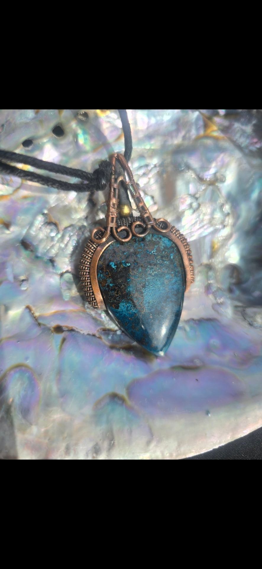 Azurite wirewrapped necklace 
