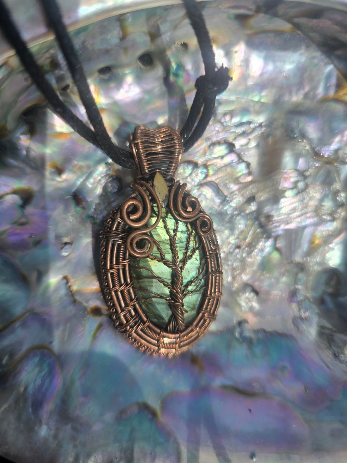 Labradorite wire wrapped necklace