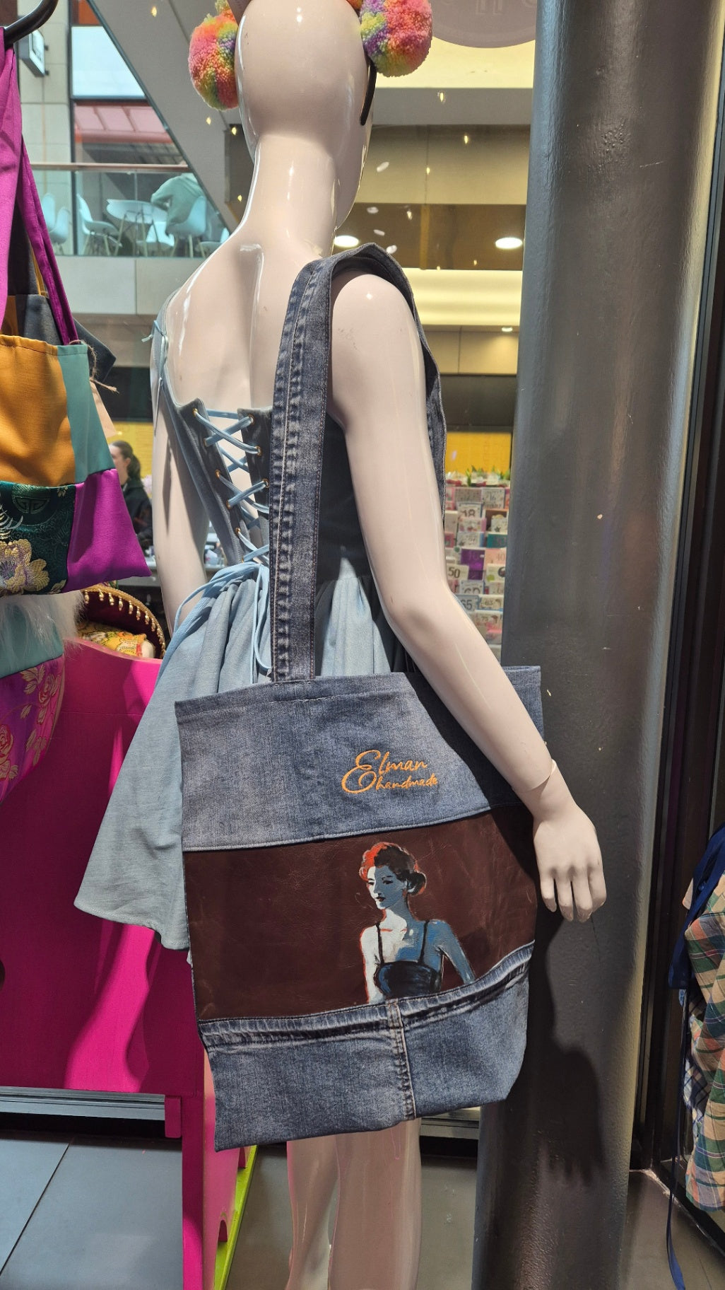 Hand Painted Denim Tote