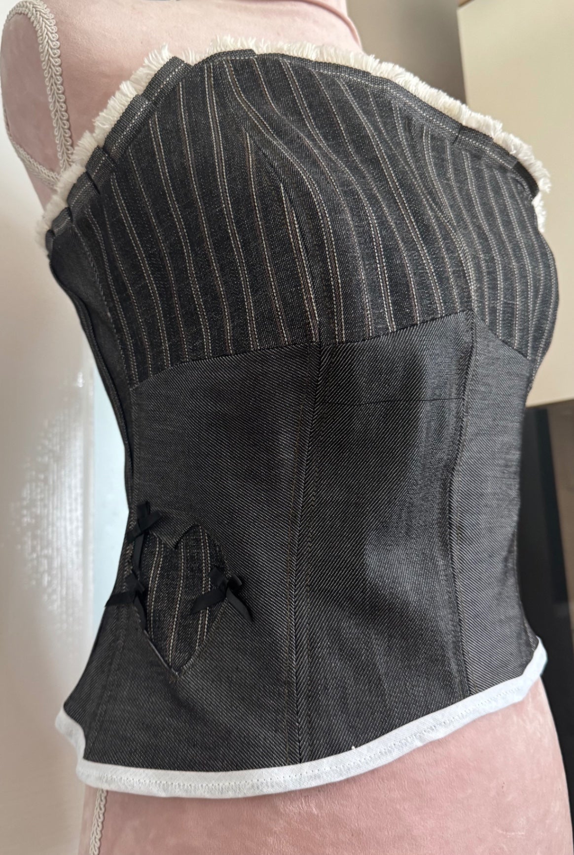 Upcycled denim corset 
