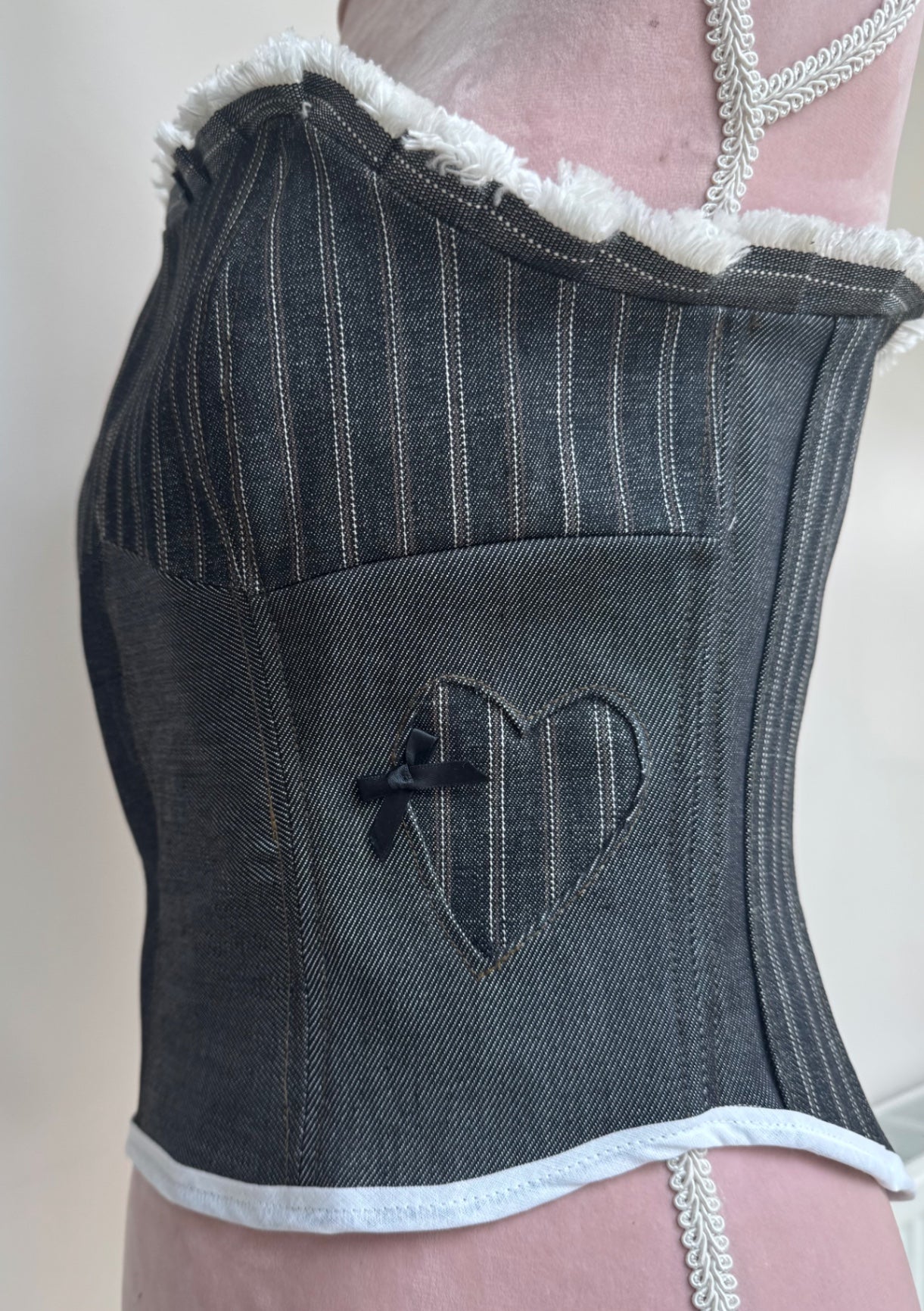 Upcycled denim corset 