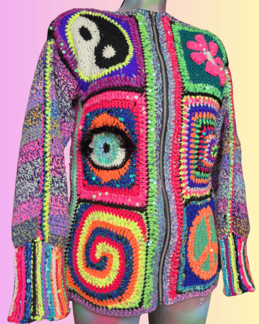 One of a kind crochet cardi S/M THE MAGIC LABEL