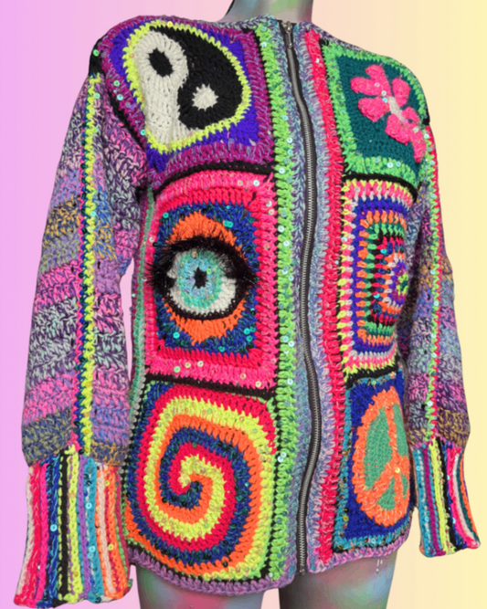 One of a kind crochet cardi S/M THE MAGIC LABEL