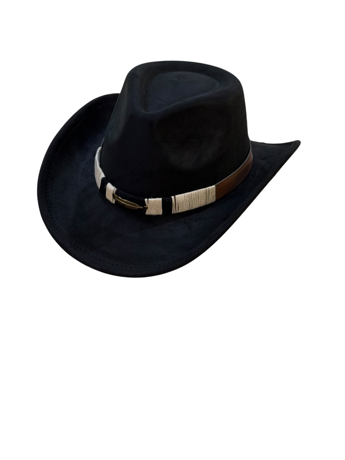 Black suede cowboy hat adjustable