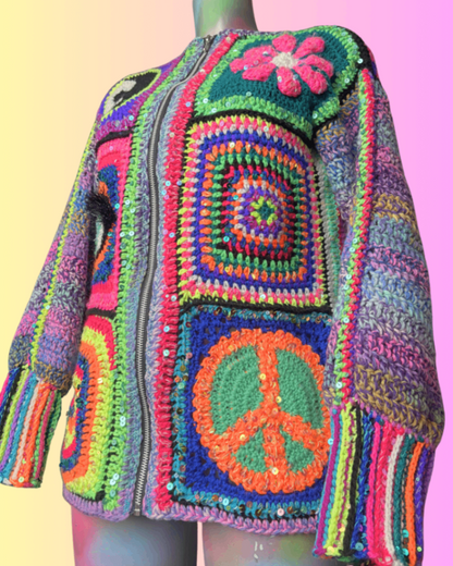 One of a kind crochet cardi S/M THE MAGIC LABEL