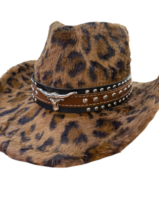 Bull Stud Fur  Leopard Print Cowboy Hat