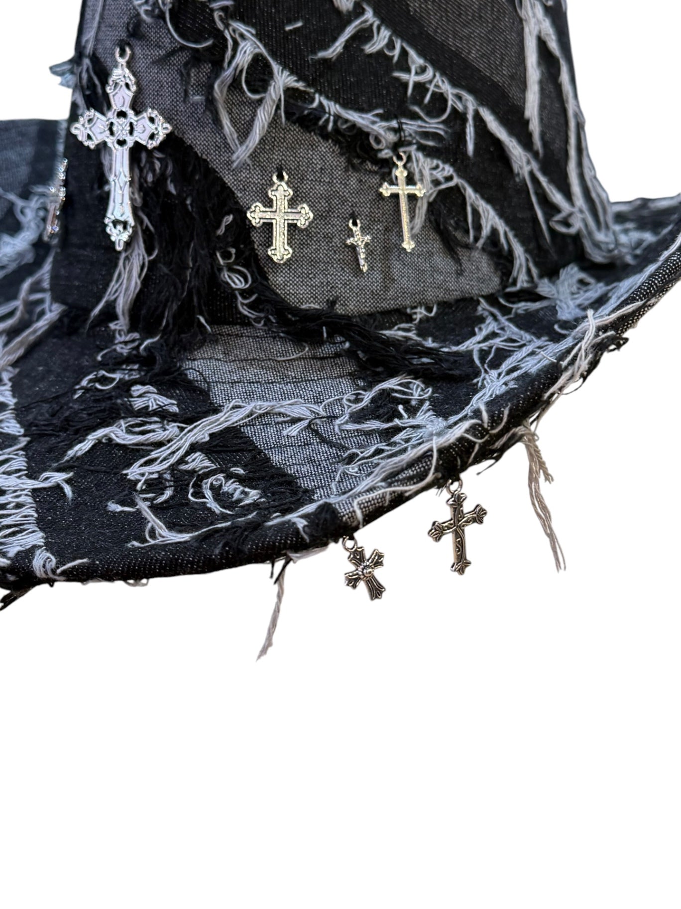 Silver Cross Black Denim Cowboy Hat