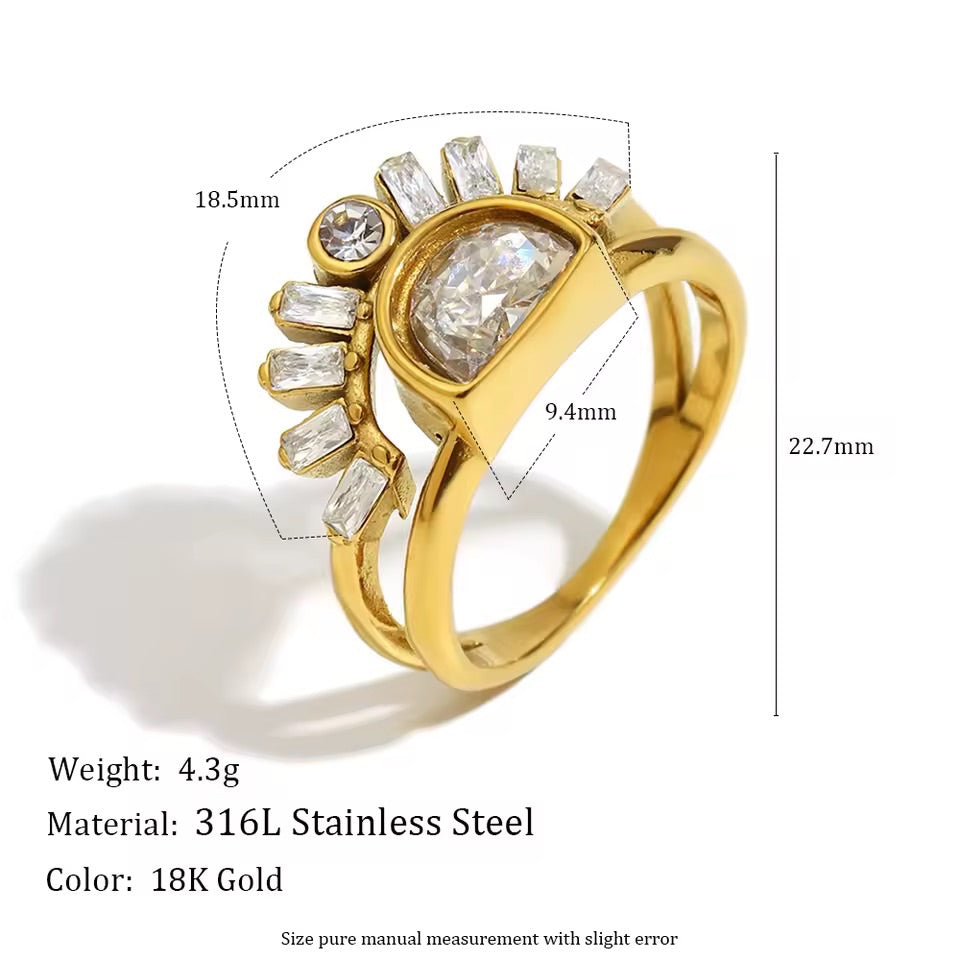 Gold Sunrise Ring Size 6