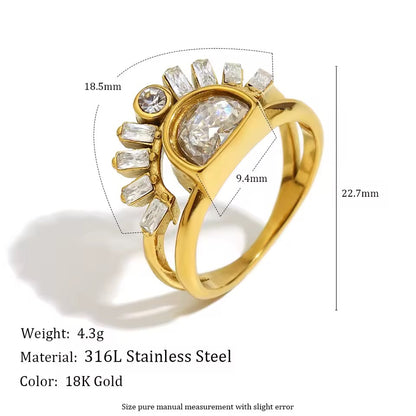 Gold Sunrise Ring Size 6