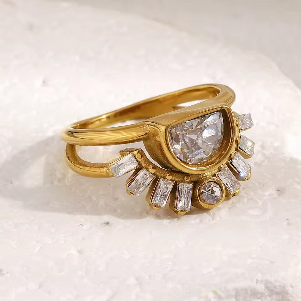 Gold Sunrise Ring Size 6