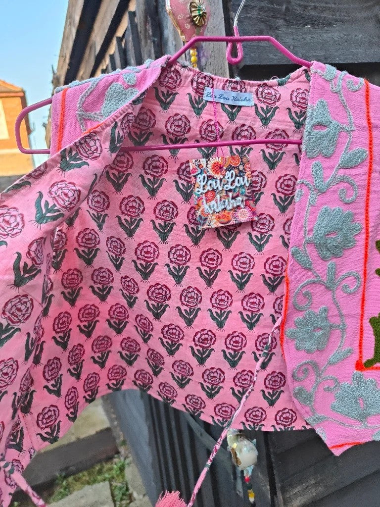 New York Embroidered Waistcoat Top Pink 6-12
