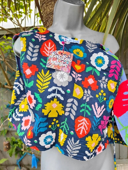 New York Embroidered Waistcoat Top Blue 6-12