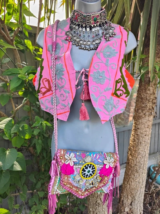 New York Embroidered Waistcoat Top Pink 6-12