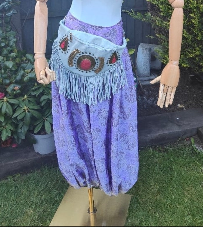 DOLLY Bumbag  Suede fringe tassles with Moroccan stone detail -white cream