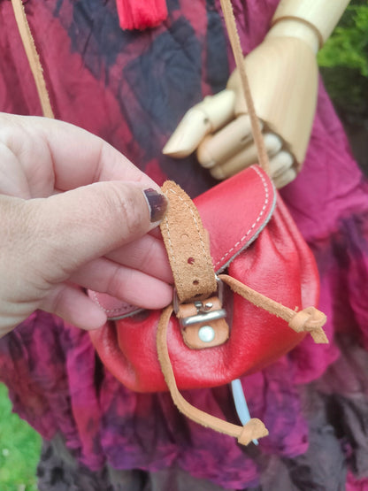 Mini satchel leather bag/ necklace / wear on waist 