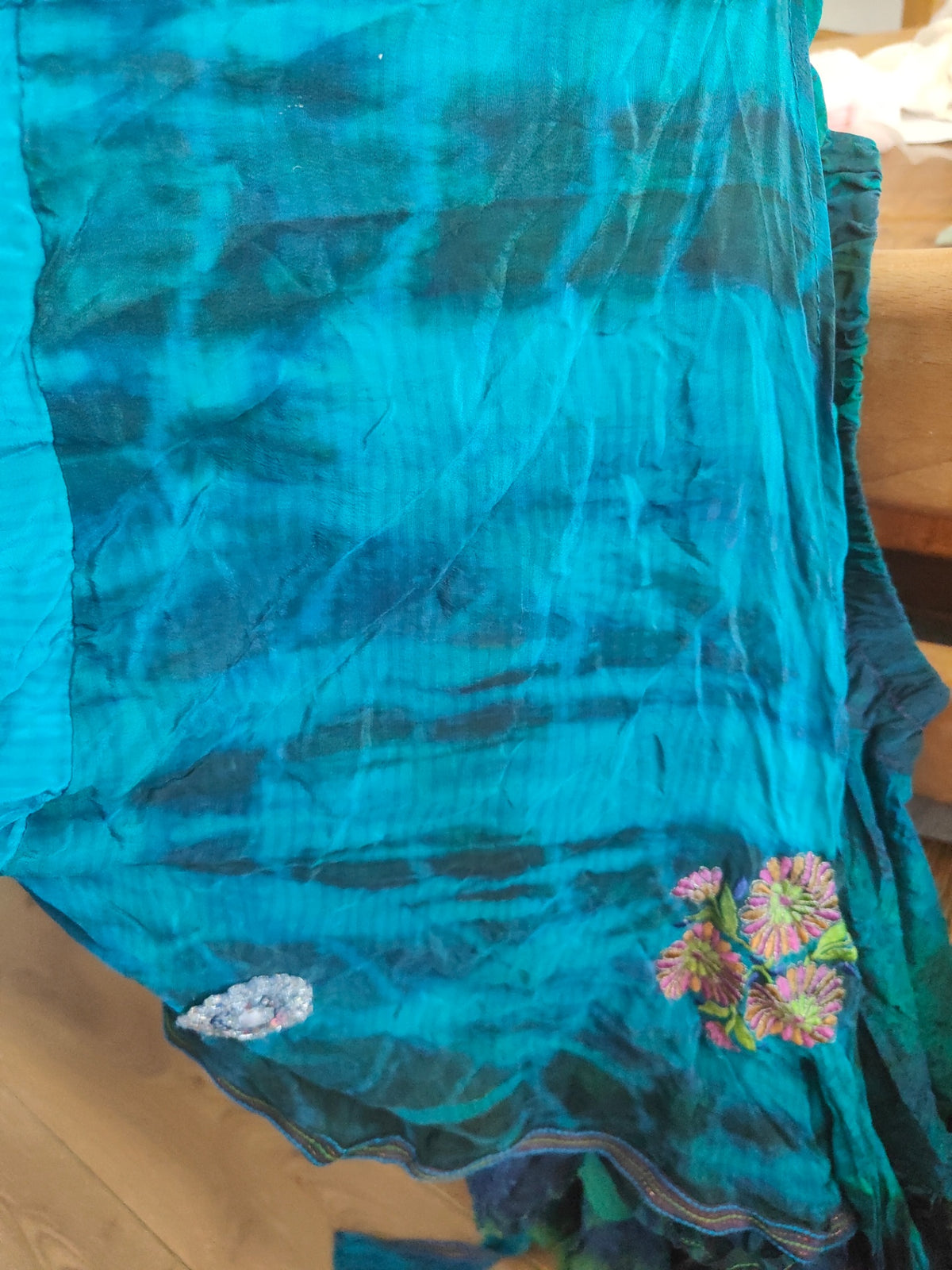Stevie tie top- wing sleeves - recycled sari fabric 8-14