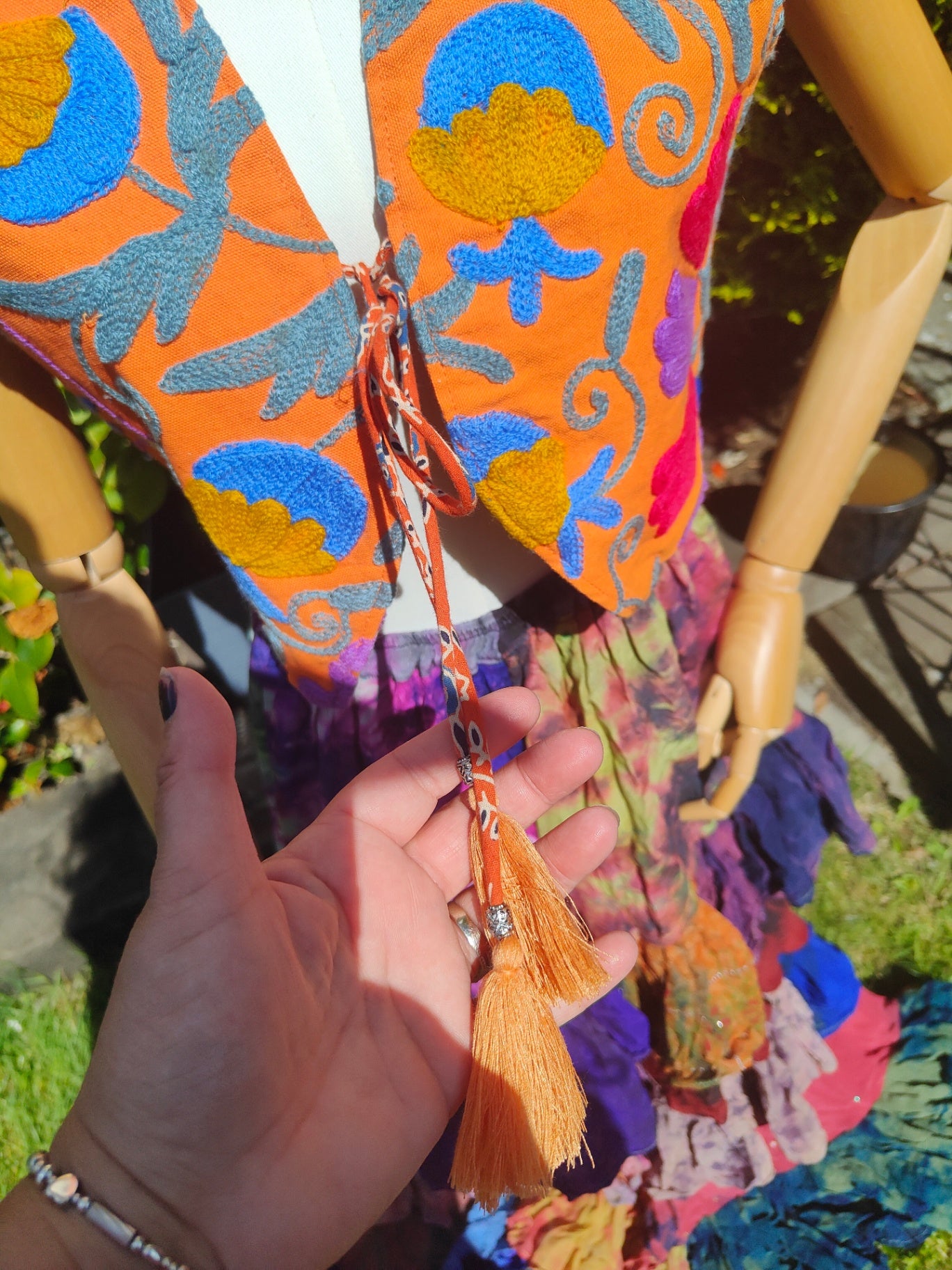 New York Embroidered Waistcoat Top Orange 6-12