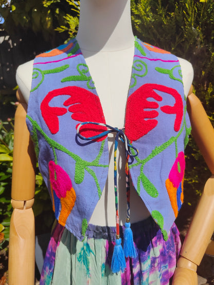 New York Embroidered Waistcoat Top Blue 6-12
