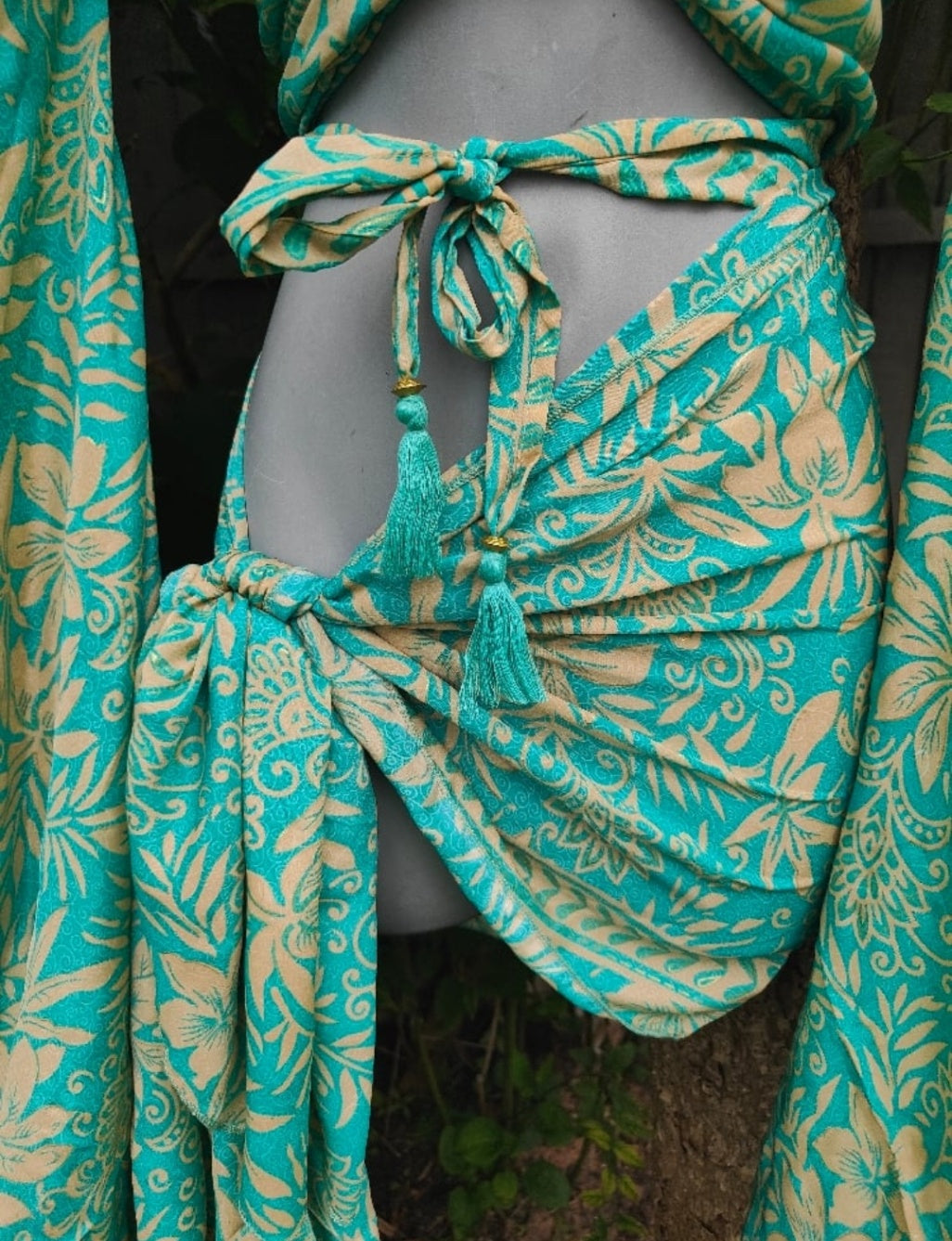 Pefkos co ord set tie top with tassles and sarong scarf 
