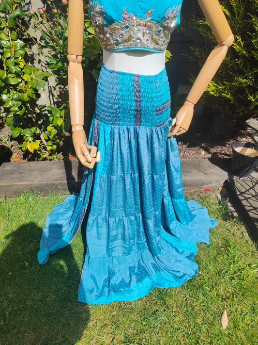 Zara split maxi skirt - turquoise jade 