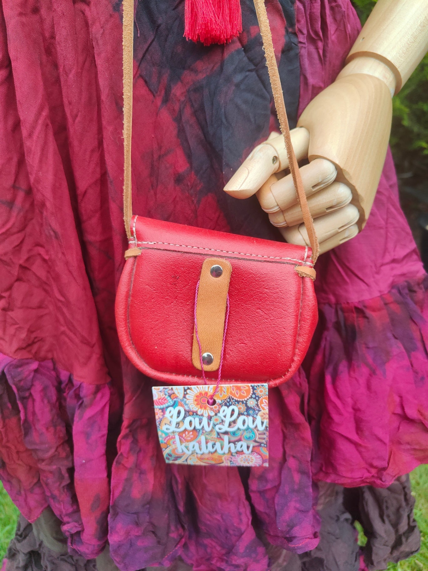 Mini satchel leather bag/ necklace / wear on waist 