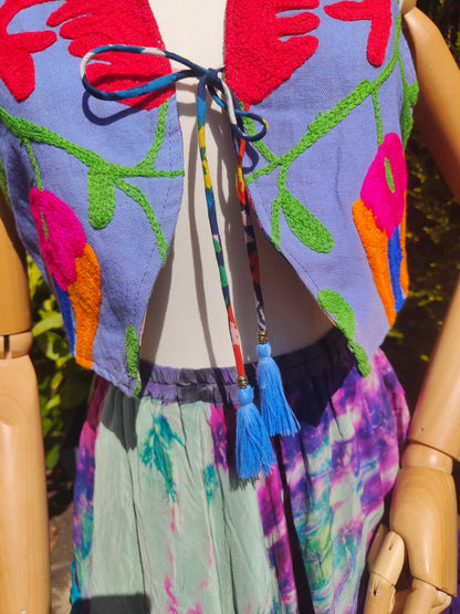 New York Embroidered Waistcoat Top Blue 6-12