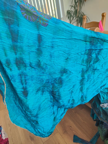 Stevie tie top- wing sleeves - recycled sari fabric 8-14 
