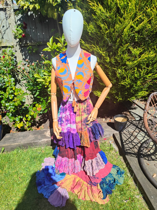 Wanderlust maxi skirt - tiered tie dye - Rainbow