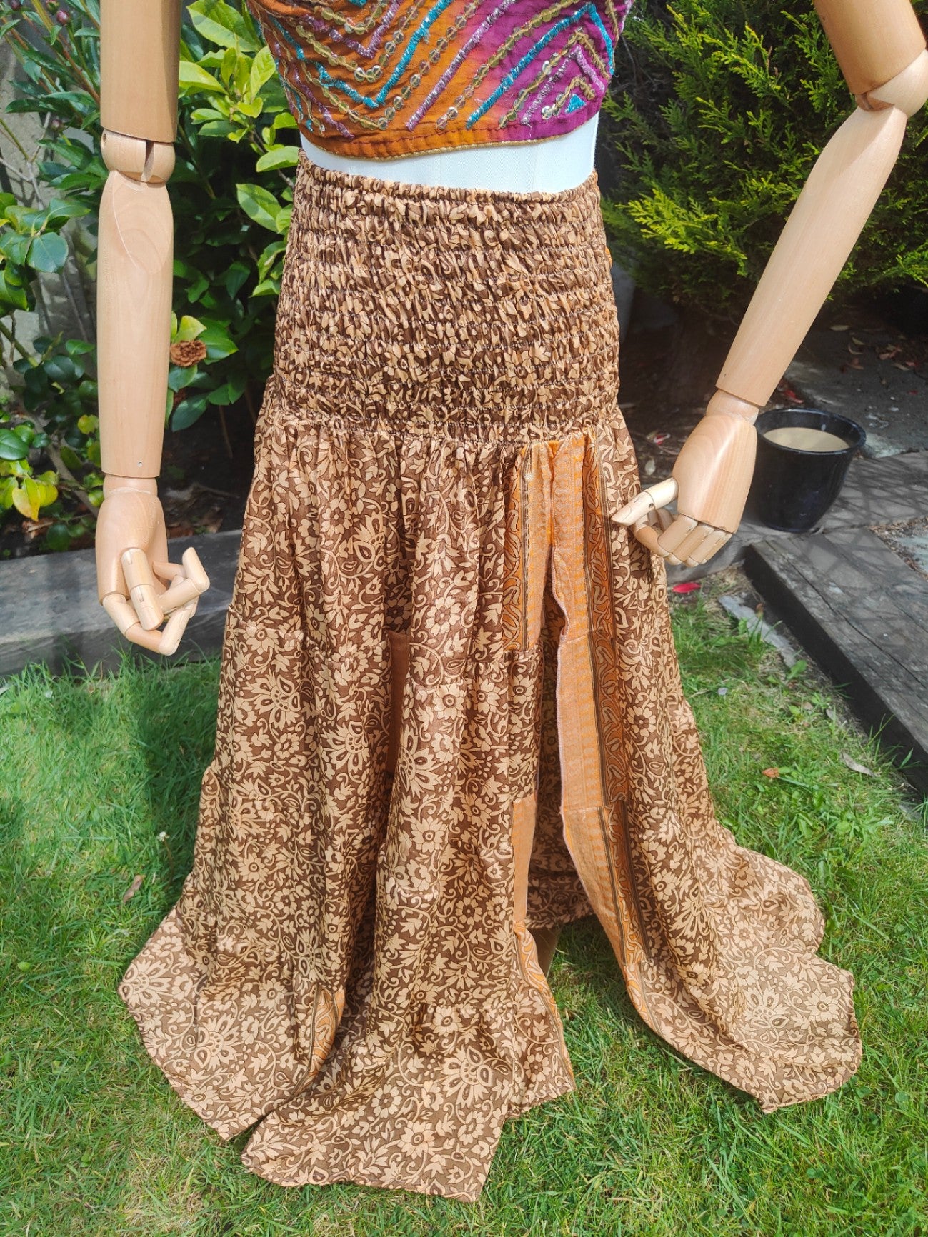Zara split maxi skirt - recycled sari fabric