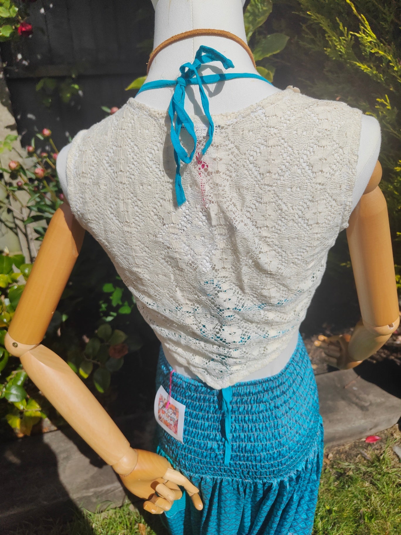 Boho crochet lace shell waistcoat top