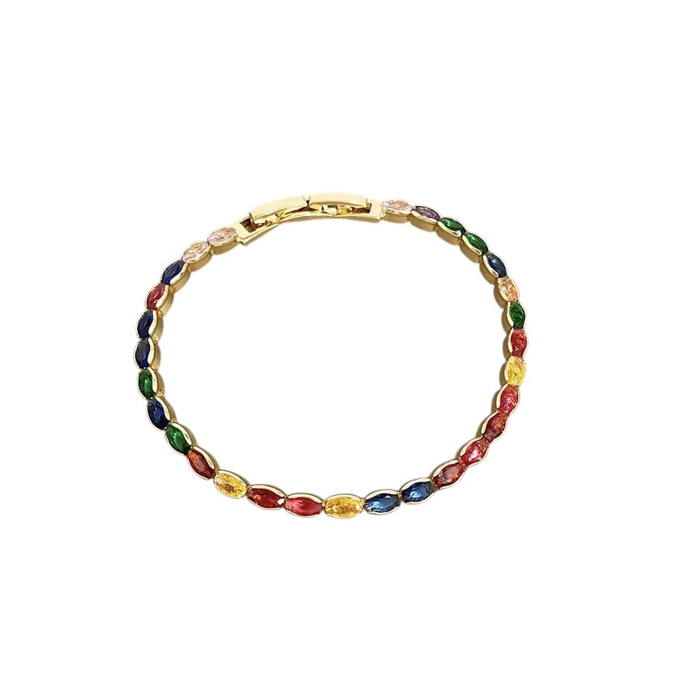 Gold Rainbow CZ Crystal Bracelet