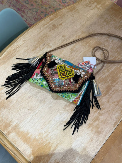 Chilean Boho bag-black coins shells tassles