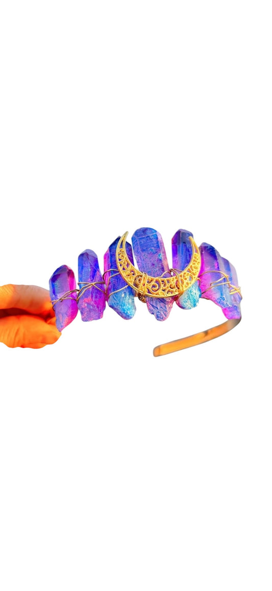 Moon Purple Aura Quartz Headband 