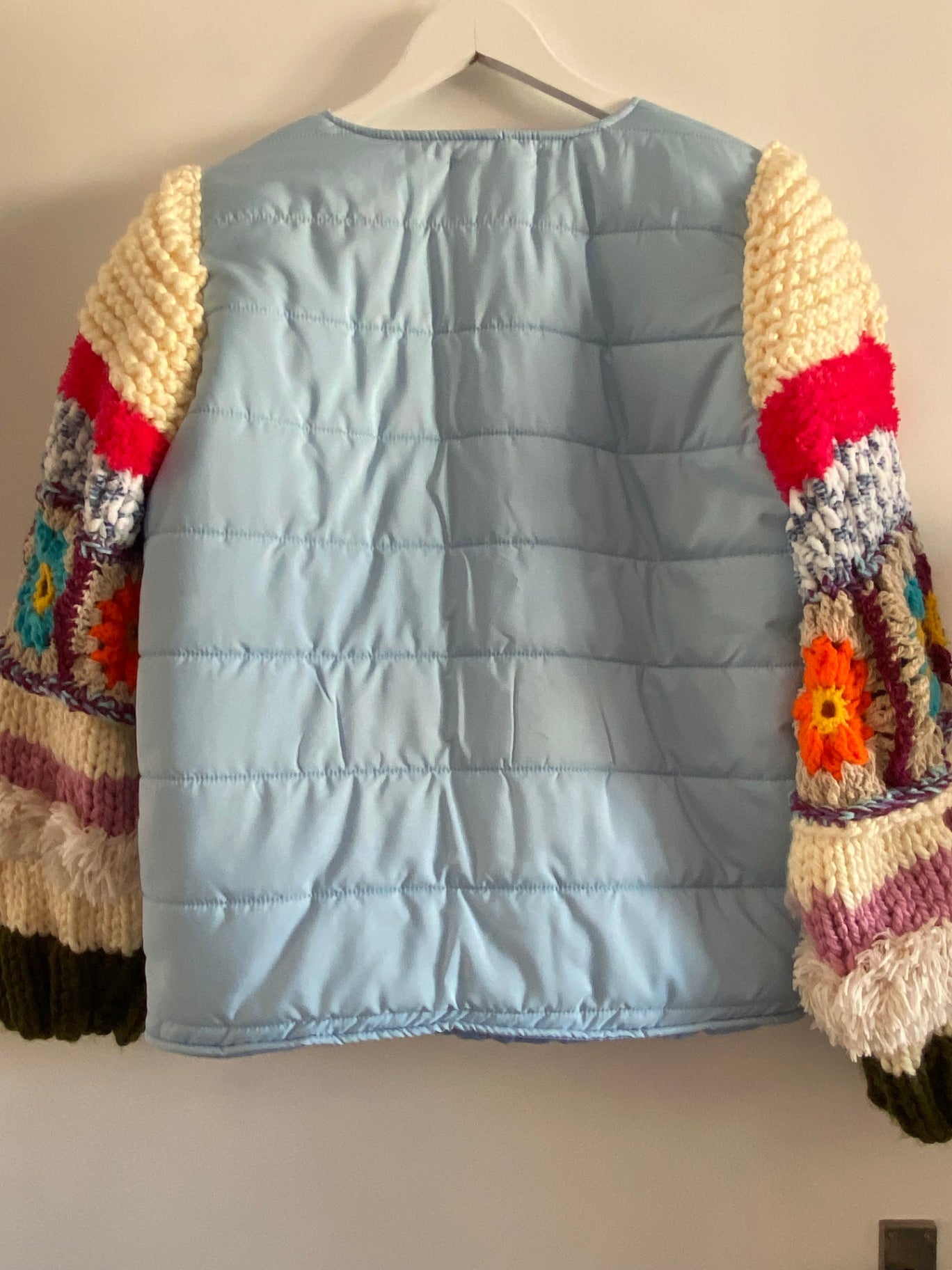 Knit Sleeve Blue Jacket