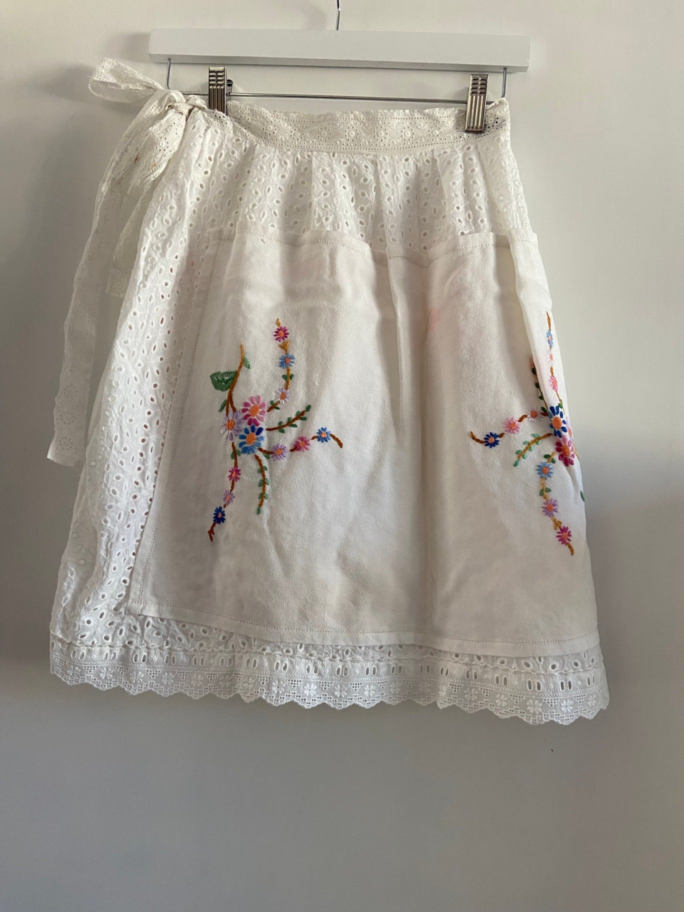White Patch Wrap Skirt
