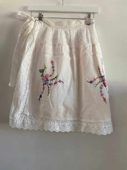 White Patch Wrap Skirt