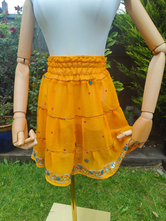 Boho sari beach skirt - yellow 
