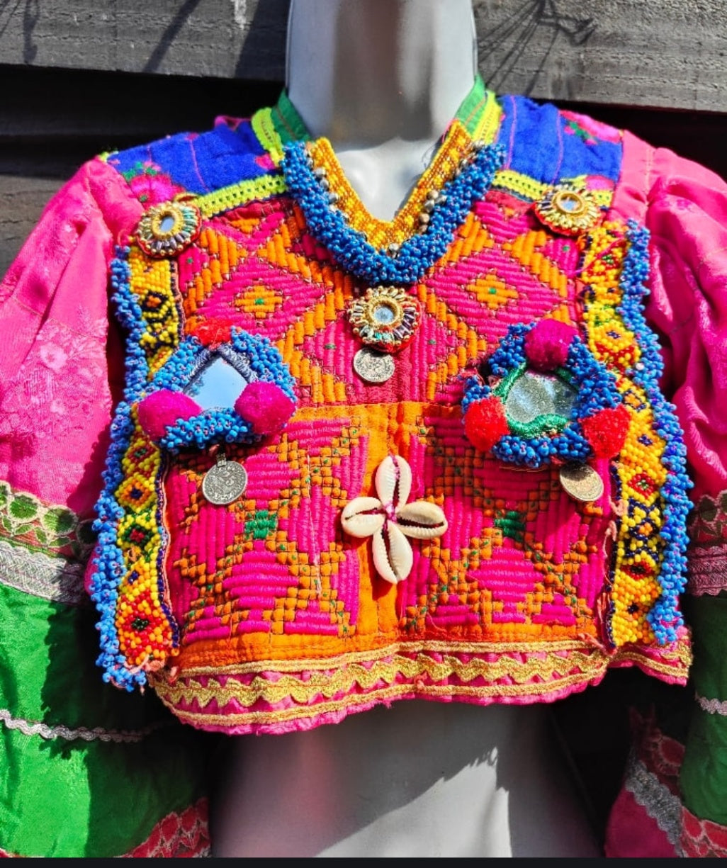 Vintage Afghani Bohemian Top - rare find - 4-10 uk